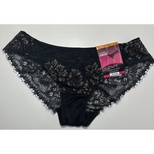 MAIDENFORM Comfort Devotion Lace Back Tanga Panty Black w Gold 40159 S/5